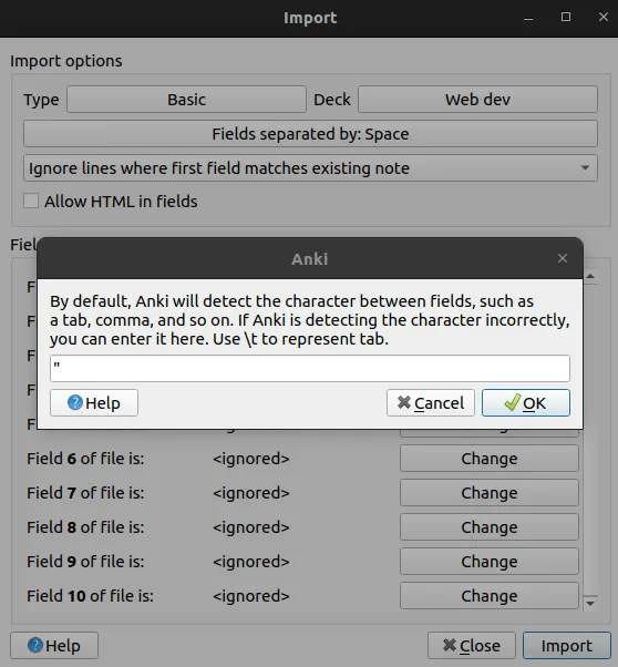 Anki import cards, step 3