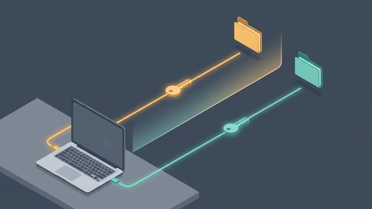 Two separate key paths leaving one laptop for two different folders